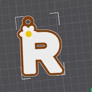R capital letter flower keychain