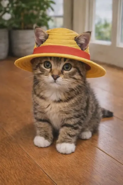 One Piece Anime Monkey D. Luffy Cat Hat — Image 9 of 9
