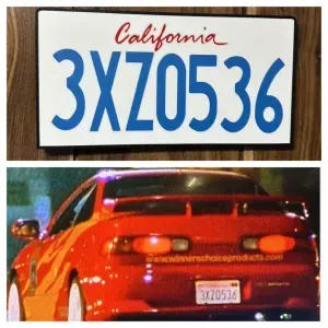Brian's Toyota Supra License Plate from the Fast and Furious
