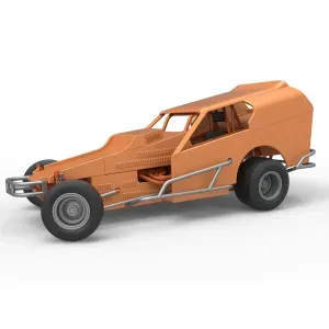 Vintage Dirt Modified stock car Version 3 while turning 1:25