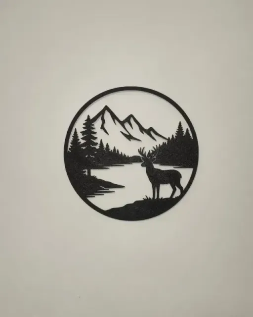 Deer & Mountain Silhouette Wall Art — Image 2 of 4