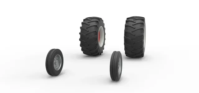 Wheel Set of Vintage Small Block Pulling Tractor Scale 1:25 — Image 4 of 9