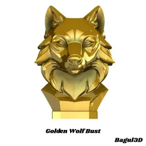 Golden Wolf Bust