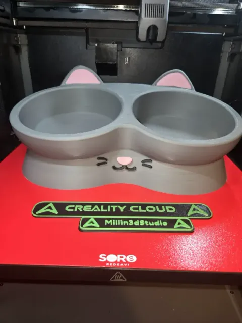 Cute Double Bowl Kitty Cat Feeder — Фото 4 из 6