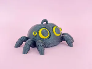 Baby jumping spider keychain ornament