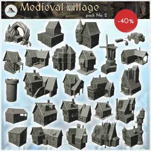 Medieval village pack No. 2 - miniatures warhammer terrain s