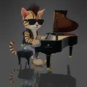 Bengal Cat Rockstar Grand Piano