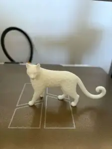 Elegant Walking Cat Statue with Geometric Texture
