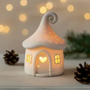 Mushroom House Candle Holder | Magical Christmas Decor