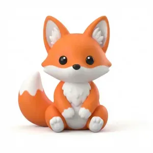 Cute Chibi Baby Fox - Kawaii Sitting Fox Cub Desk Pet