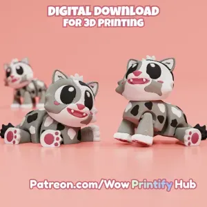 Articulated Cat STL & 3MF – Flexi Print in place animal