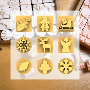 Ceramic Clay Stamp Set – Christmas (9 Stamps, 20 mm)