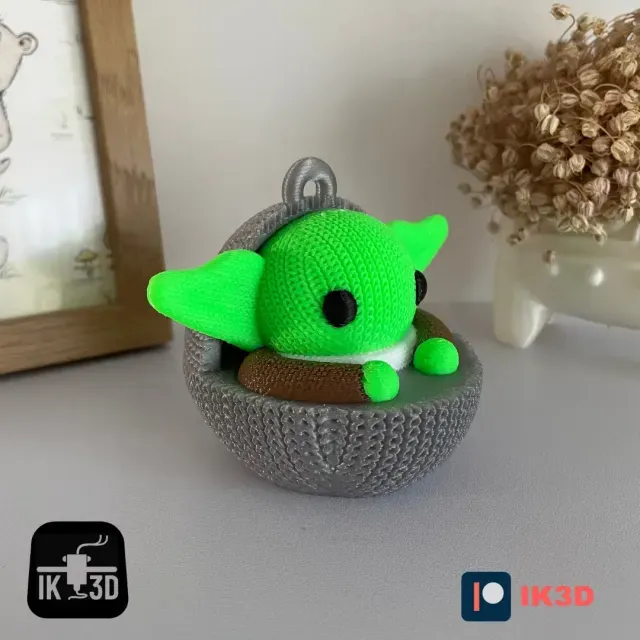 KNITTED GROGU / BABY YODA FIGURINE AND ORNAMENT - MULTI PART — Image 3 of 9