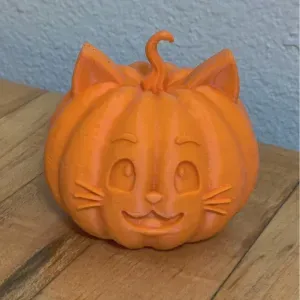 Cute Cat Pumpkin 3D Model - Adorable Halloween Pumpkin