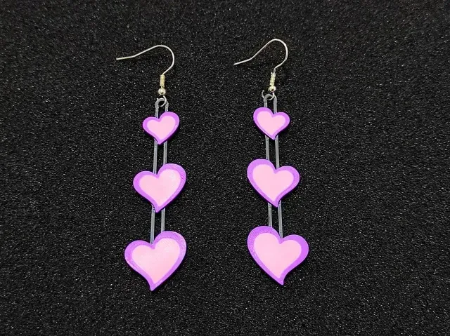 Triple Heart Drop Earrings - Valentine's Day — Фото 3 из 4