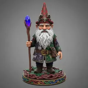 3076 Fairy Tale Gnome – Color Full-Body Figurine on Base