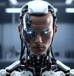 Photorealistic Split Cyborg Female Head