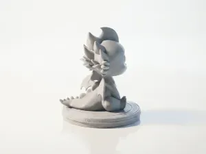 Chibi Dragon Figurine Cute Collectible 3D Printable