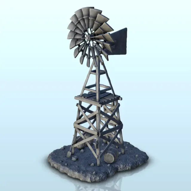 Windmill of pumping in wood - Terrain scenery West Old