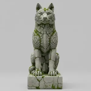 Temple Wolf Sentinel – Ancient Guardian Relic Diorama