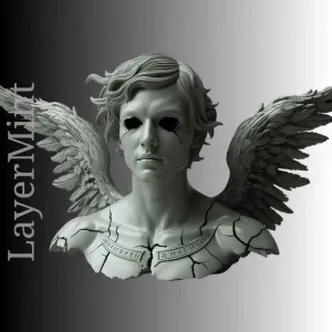 Angel Warrior Bust with Wings - 3D Printable STL Statue