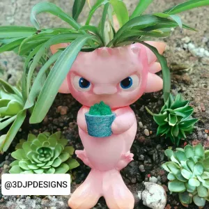 HANGING AXOLOTL PLANTER / PENCIL HOLDER / FLOWER POT