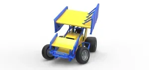 Winged Sprint car while turning Scale 1:25