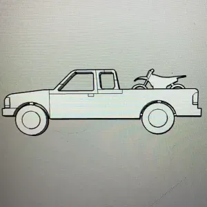 2000's ford ranger with dirt bike ornament