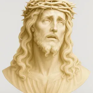 Busto de jesus com coroa de espinhos