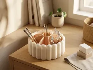 Round Sectioned Organizer Tray - Makeup Holder