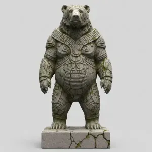 Temple Bear Guardian – Ancient Ruins Sentinel Diorama