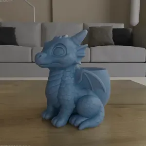 Cute Baby Dragon Planter STL 3D Print Model