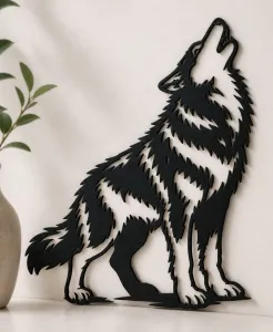 Husky Dog Howling Full Moon Wall Art Home Decor