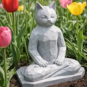 Zen meditating cat statuette