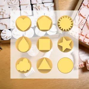 Ceramic Clay Stamp Set – Geometric Shapes (9 Stamps, 20 mm)