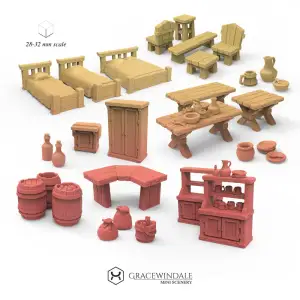 Tavern Furniture and Props Set
