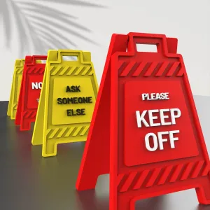 Funny Office Desk Signs, 3D Mini Floor Sign Set, 4 pcs.
