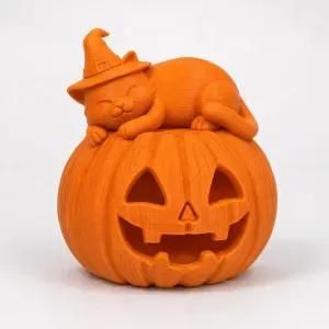 Cat on Pumpkin - Halloween Decor