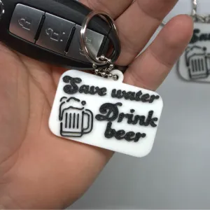 Save Water Drink Beer Funny Original Keychain