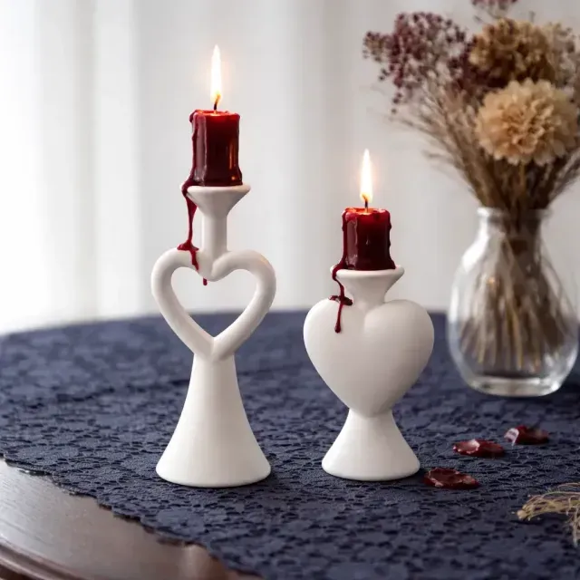 Heart Candlestick Set | Romantic Candle Holder Decoration — Image 4 of 9