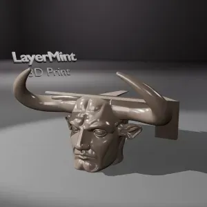 Minotaur Head Laptop Stand – Mythological Bull Warrior