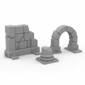 Modular Ruined Stone Wall & Arch Set – 3D Printable Terrain