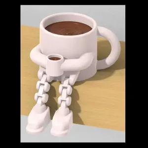 ☕ Coffee Cup Man – Funny Sitting Mug 3D Print STL