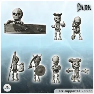 Set of small pirate skeleton figures (1) - miniatures warham