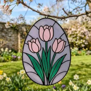 Spring Tulips "Stained Glass" Egg (Sun Catcher)
