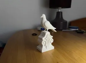 Pigeon Statue on Ornate Pedestal Decor 3D Model