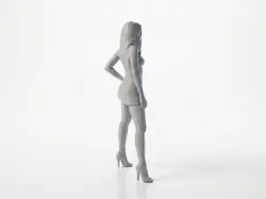 Short Dress Lady Figurine Female Figure 3D Printable