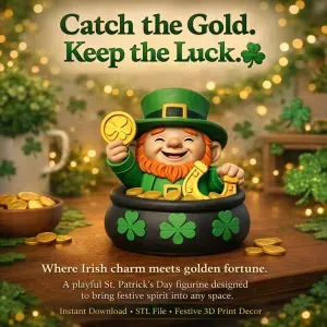 Lucky Leprechaun St. Patrick’s Day Figurine with Pot of Gold