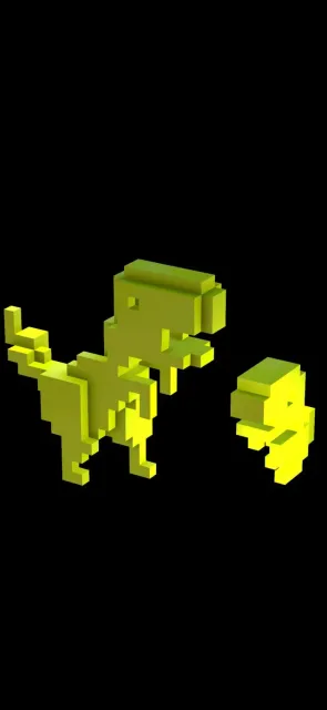 Trex and small dinosaur made of cubes — Фото 8 из 9