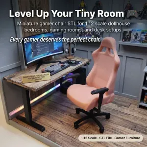 Miniature Gamer Chair - 1:12 Scale Dollhouse Furniture
